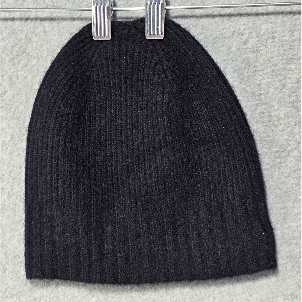 Nordstrom Men Black 100% Cashmere Ribbed Knit Beanie Hat One Size N0459001NS